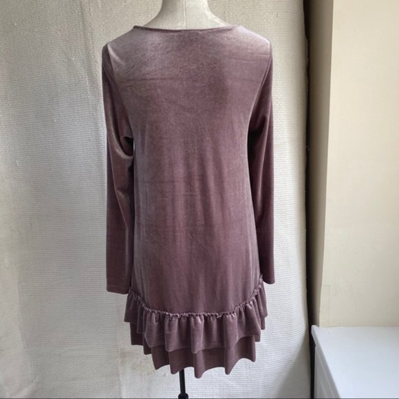Vintage 90s M Velvet Velour Babydoll Dress - Picture 2 of 8